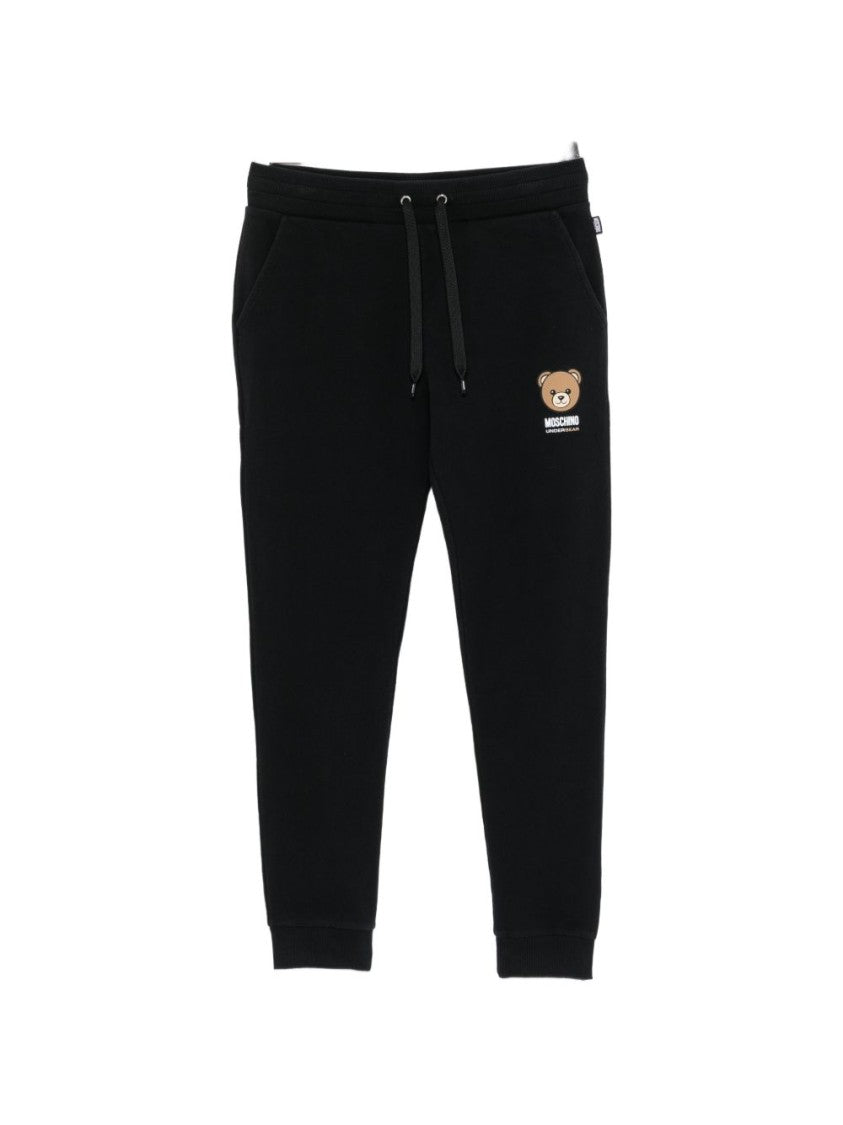 Moschino Black Relaxed Drawstring Graphic Pants