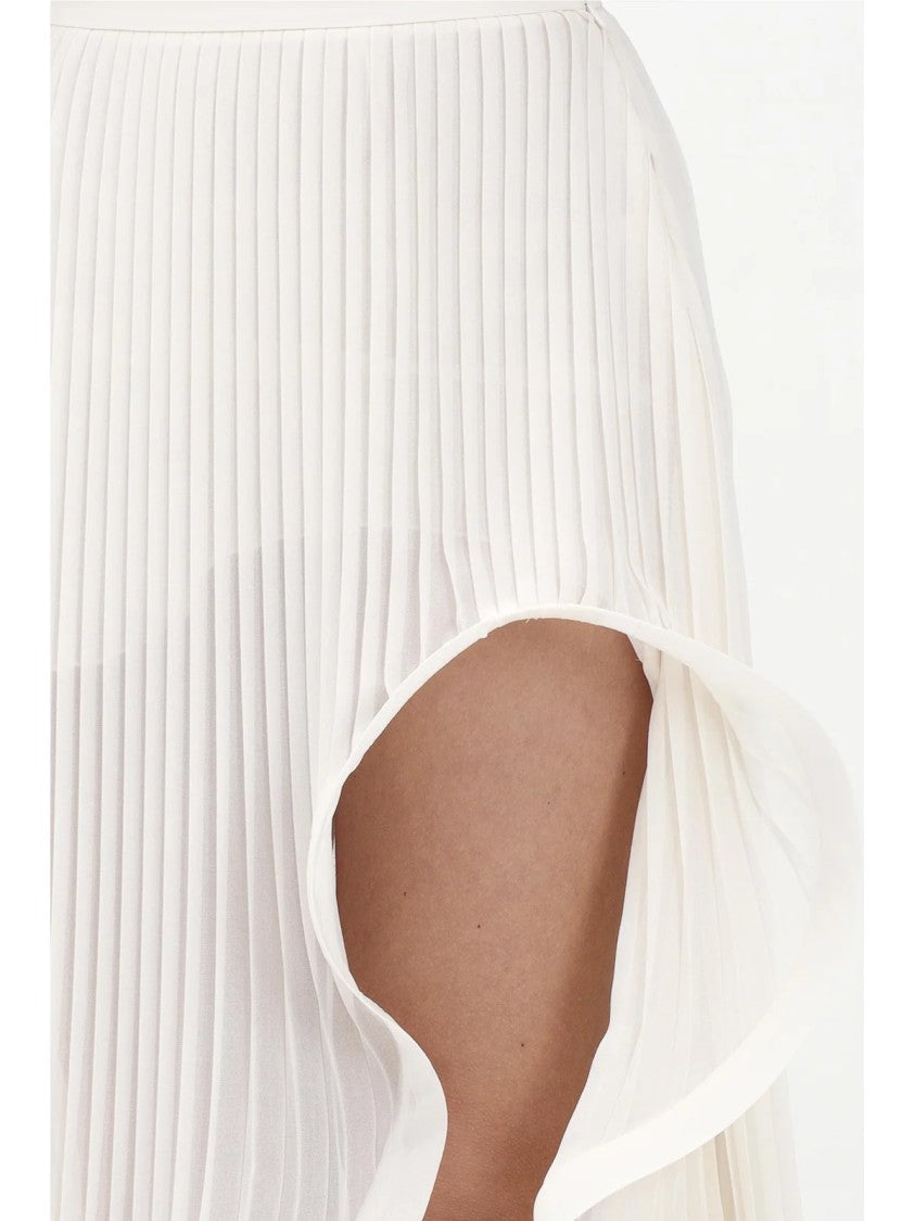 Simona Corsellini White Polyester Asymmetric Pleated Skirt