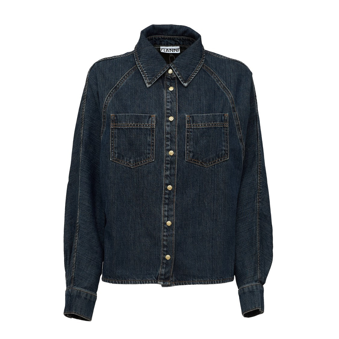 Ganni Slub Mix Batwing Denim Shirt