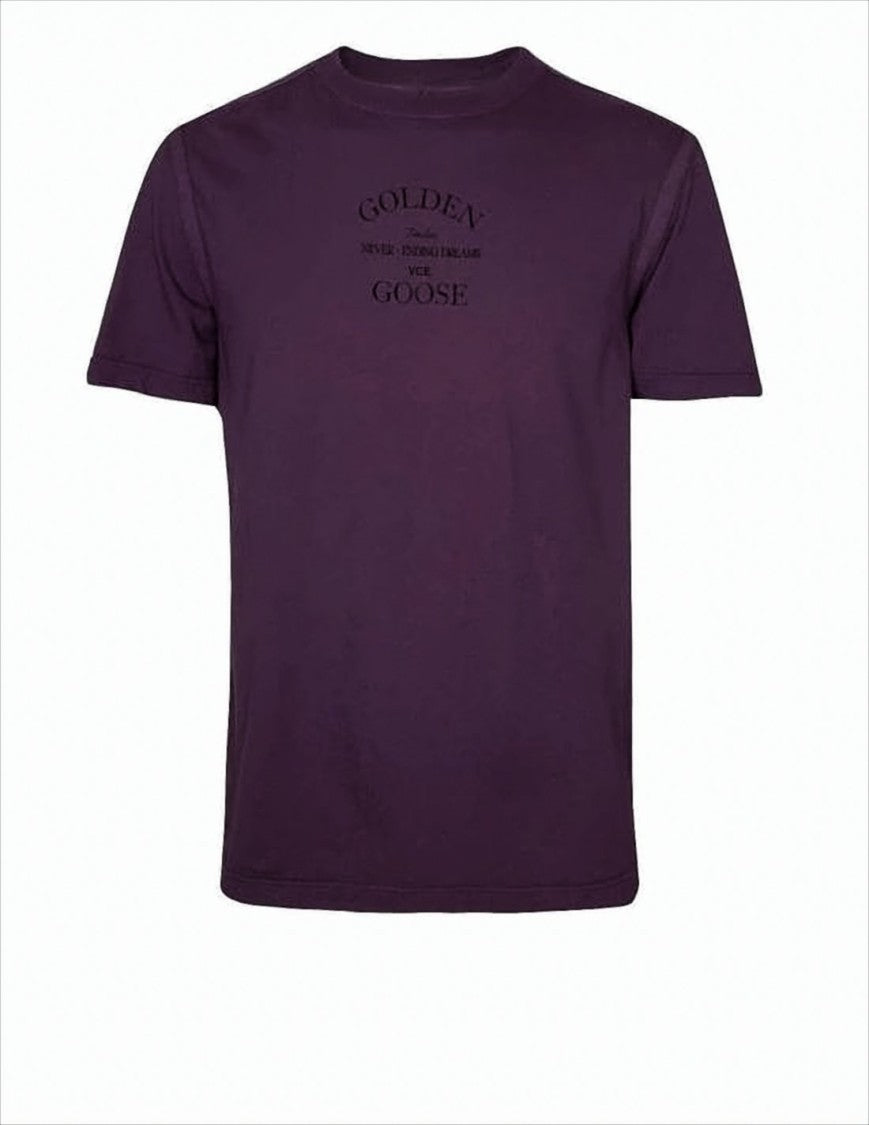 Golden Goose Classic Burgundy Short-Sleeved T-Shirt With Relaxed Fit And Subtle Print