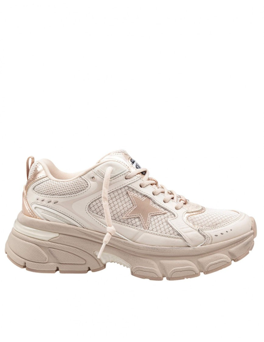 Golden Goose Lightstar Leather And Mesh Sneakers Colour Taupe