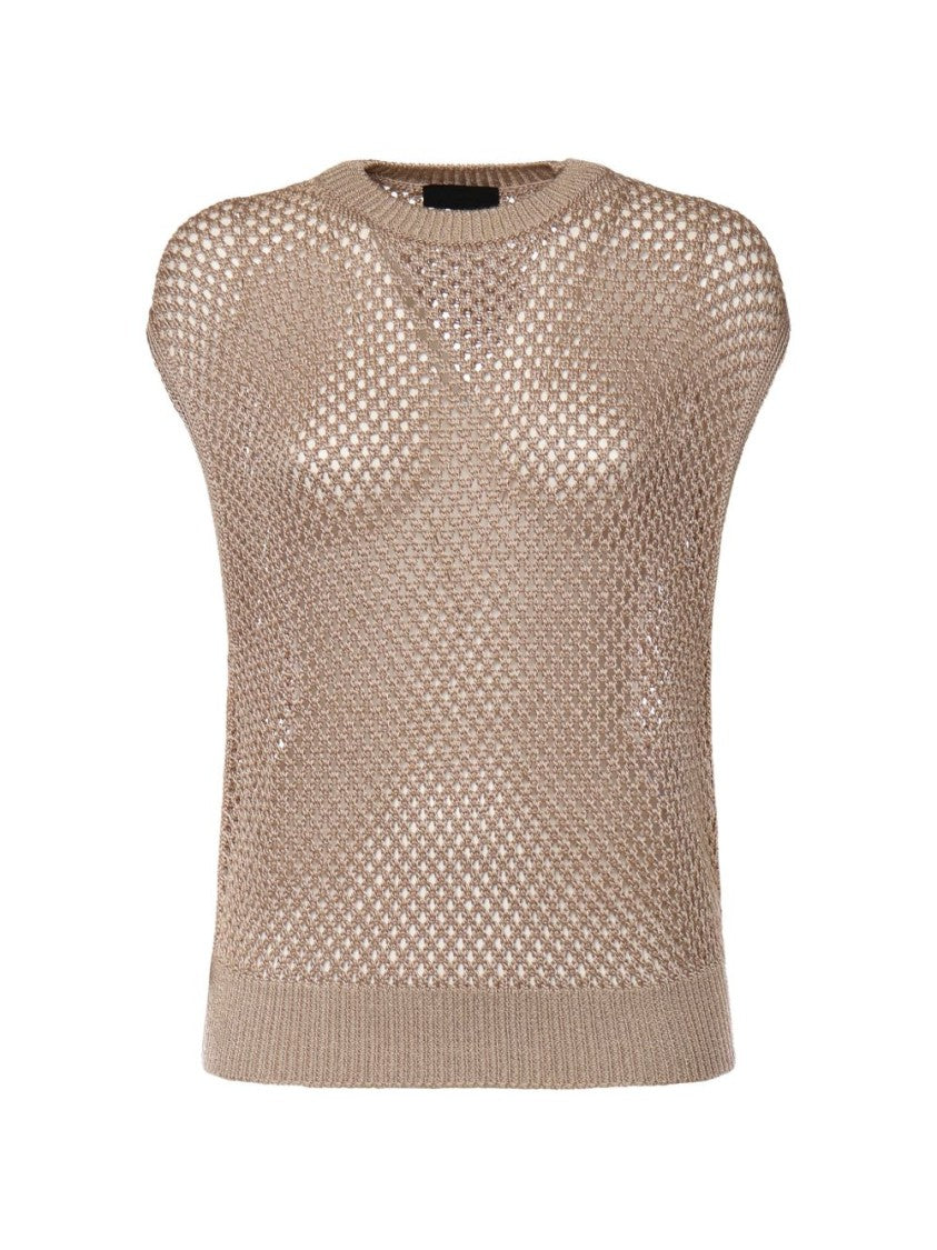 Dondup Sleeveless Open-Weave Sweater In Natural Tone