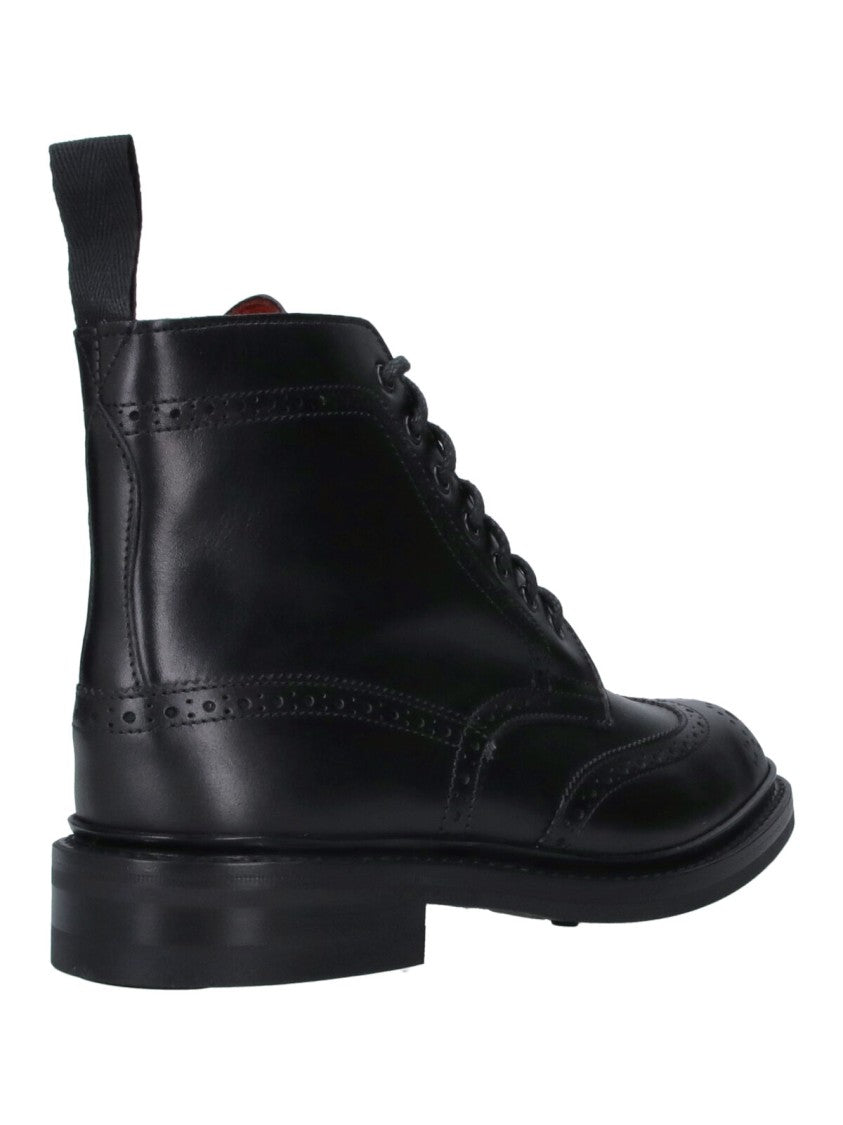 Tricker's Stow Black Round Toe Lace-Up Leather Boots