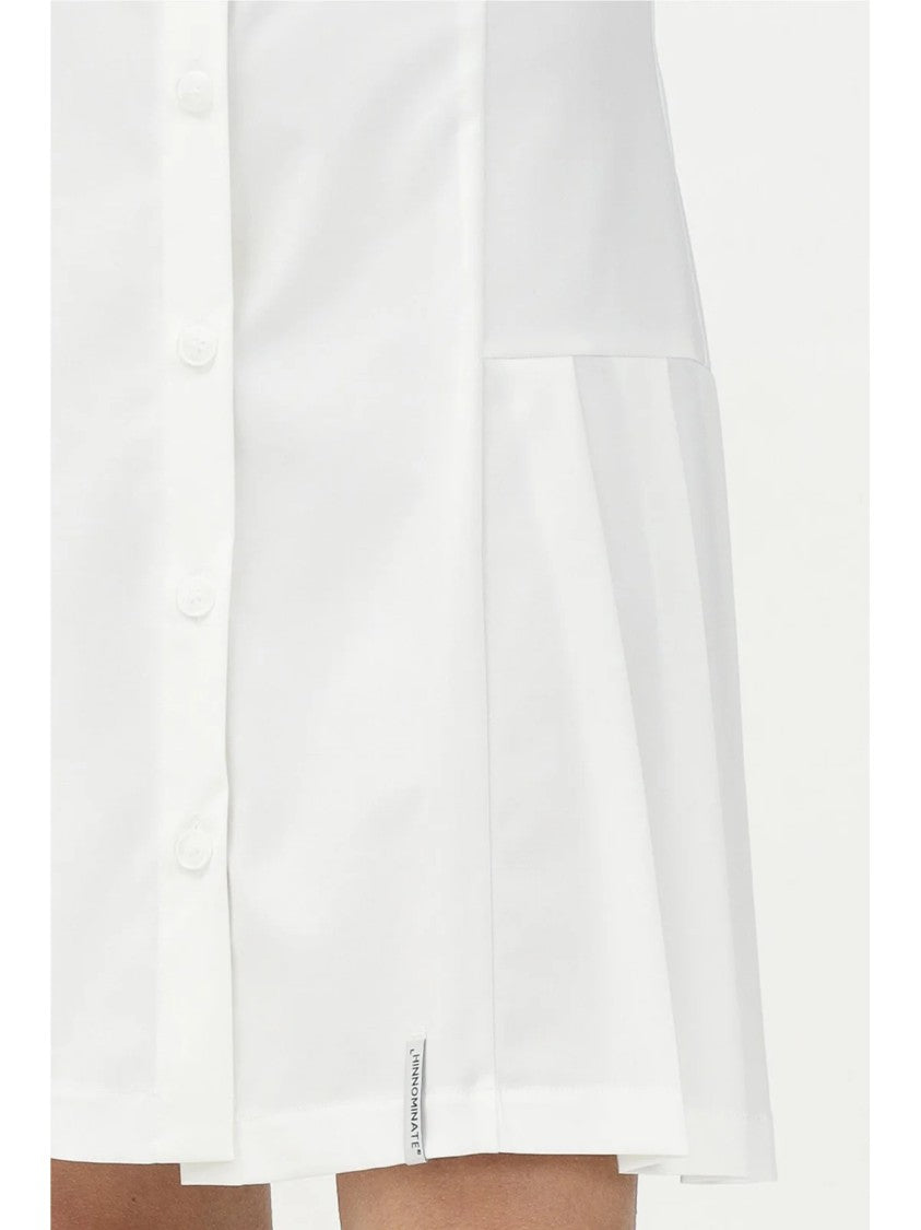 Hinnominate White Polyester Viscose Elastane Chemise Dress