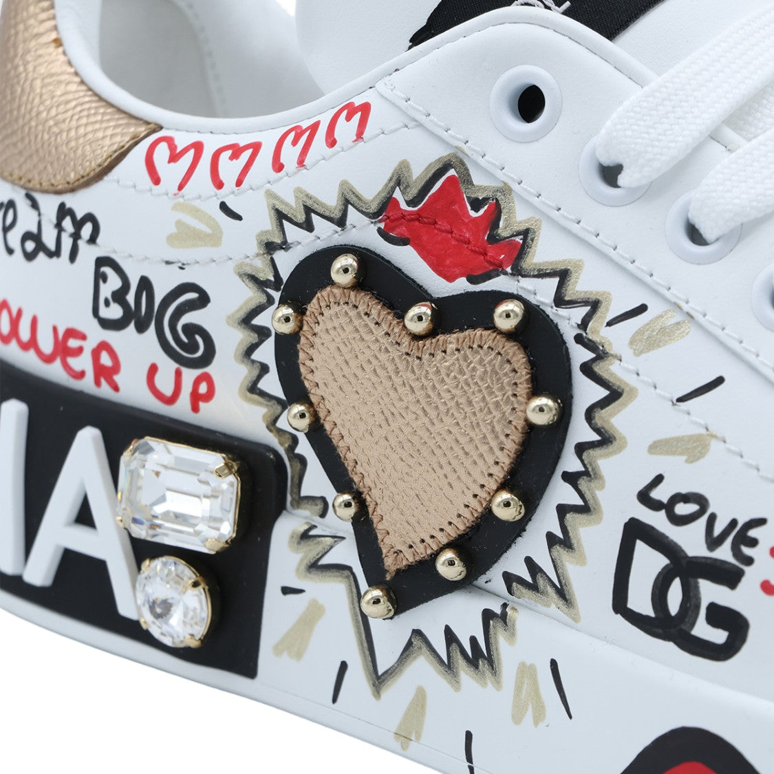 Dolce & Gabbana Graphic Statement Sneakers With Gold Accents