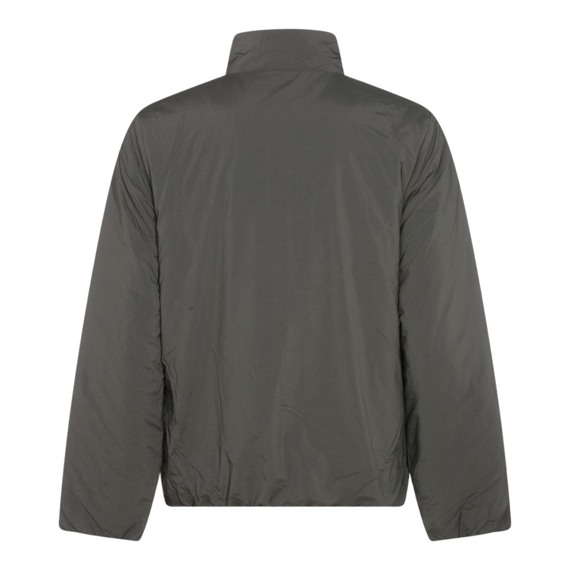 K-Way Grey Jacket With Zipper And Contrast Stripes