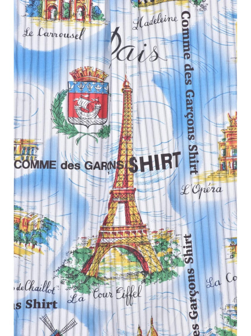 Comme Des Garçons Sky Blue Cotton Striped Shirt