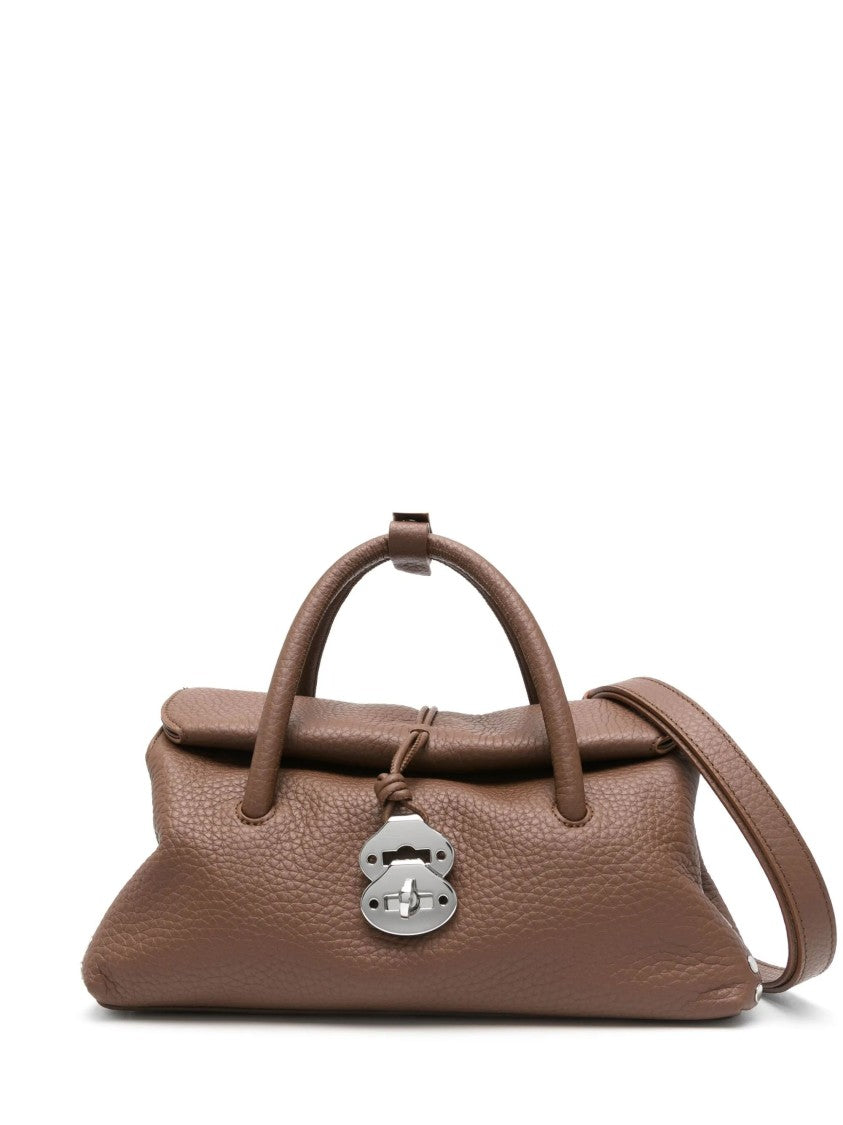 Zanellato Brown Grained Texture Top Handle Shoulder Bag