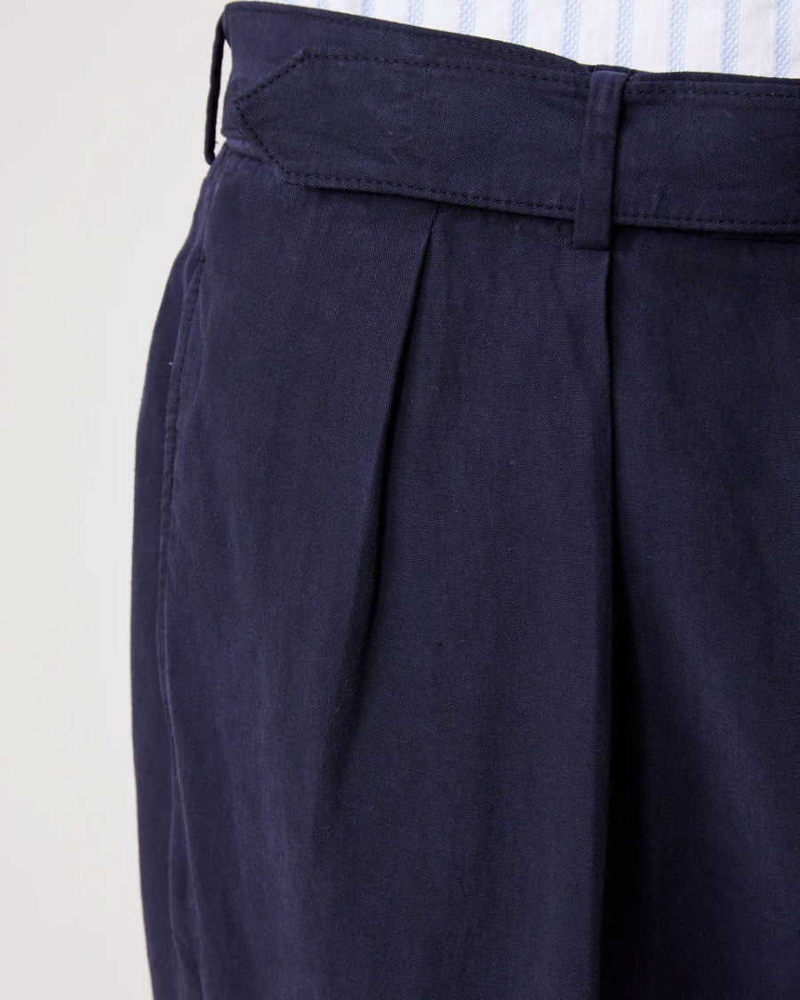 Officine Generale Tapered Blue Pants With Pleated Front