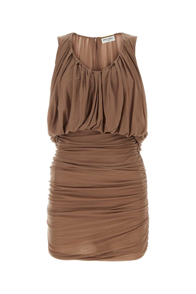 Saint Laurent Biscuit Cupro Mini Dress