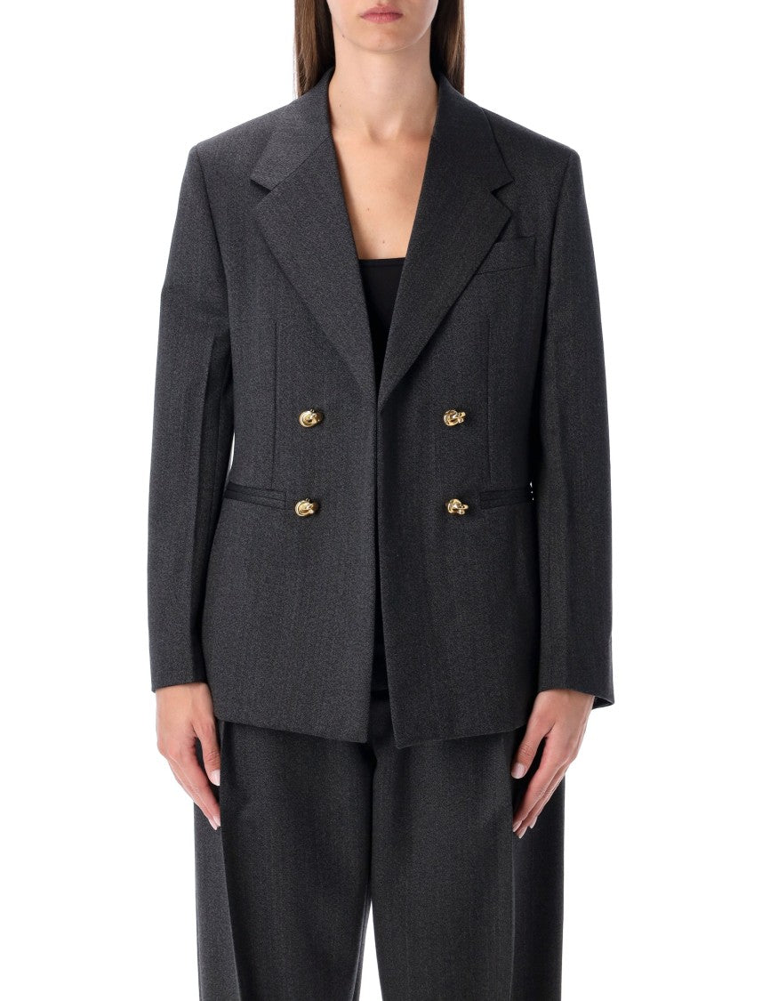 Bottega Veneta Grey Blazer With Gold Knot Buttons
