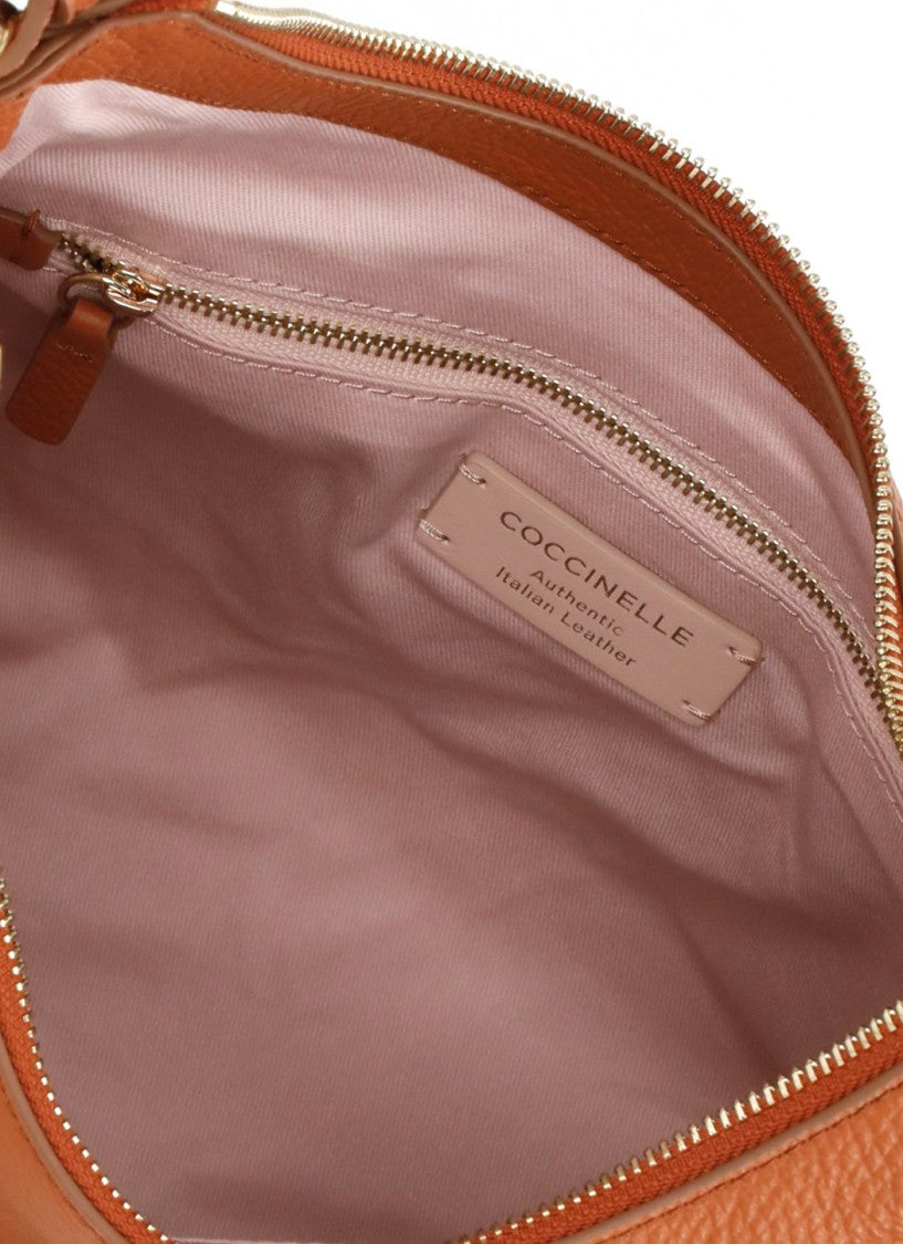 Coccinelle Medium-Sized Pebbled Leather Shoulder Bag With Removable Strap