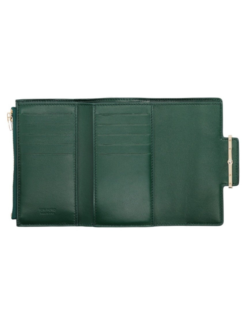 Tom Ford Green Crocodile Embossed Leather Wallet