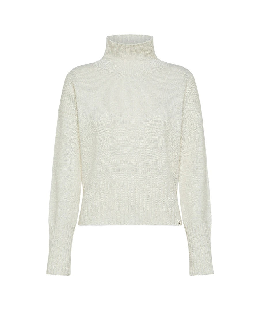 Peuterey Relaxed Silhouette White Carded Wool Sweater