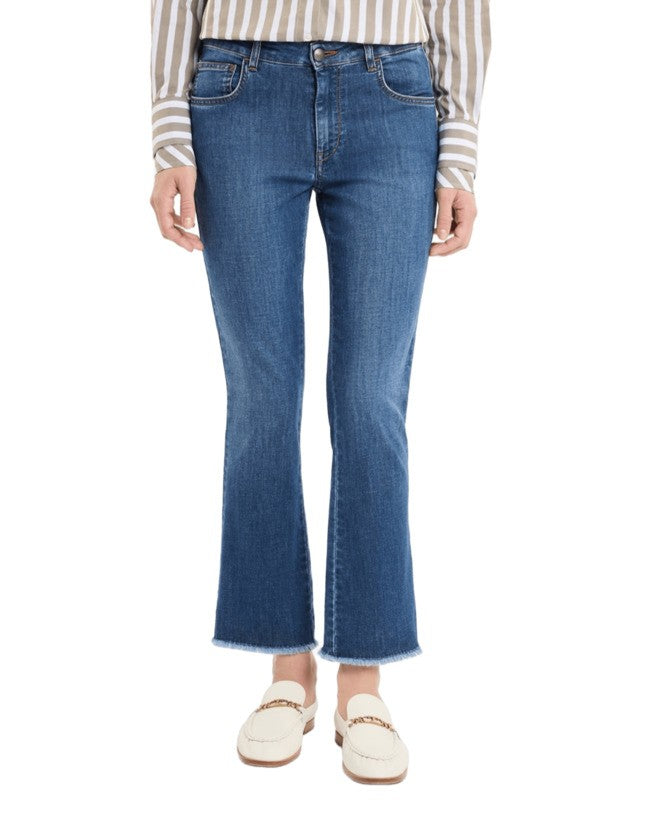 Fay Denim Blue Skinny Jeans With Frayed Hem