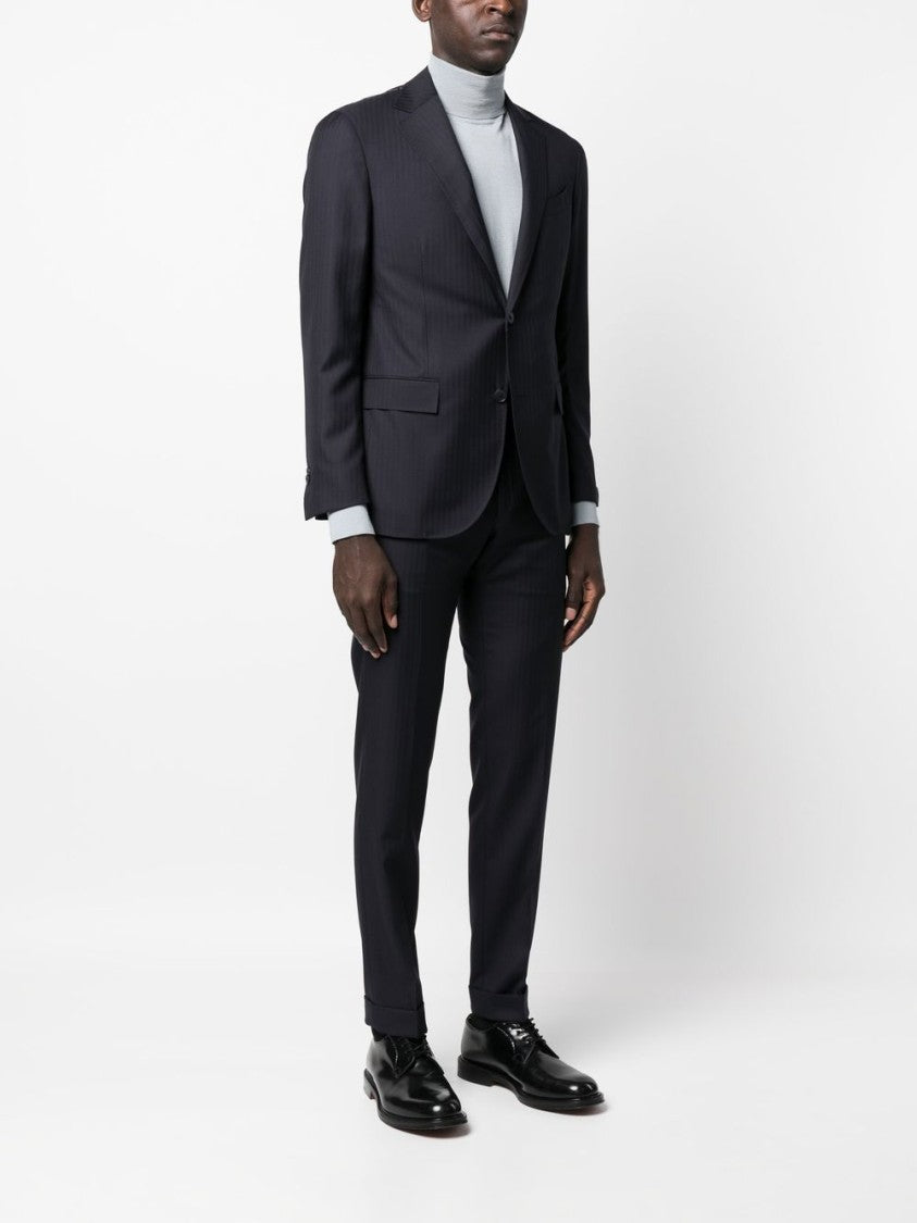 Corneliani Tailored Black Virgin Wool Suit