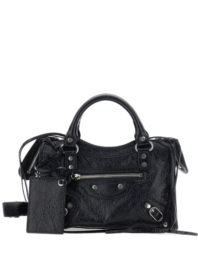 Balenciaga Textured Lambskin Silver-Tone Accents Top Handle Bag