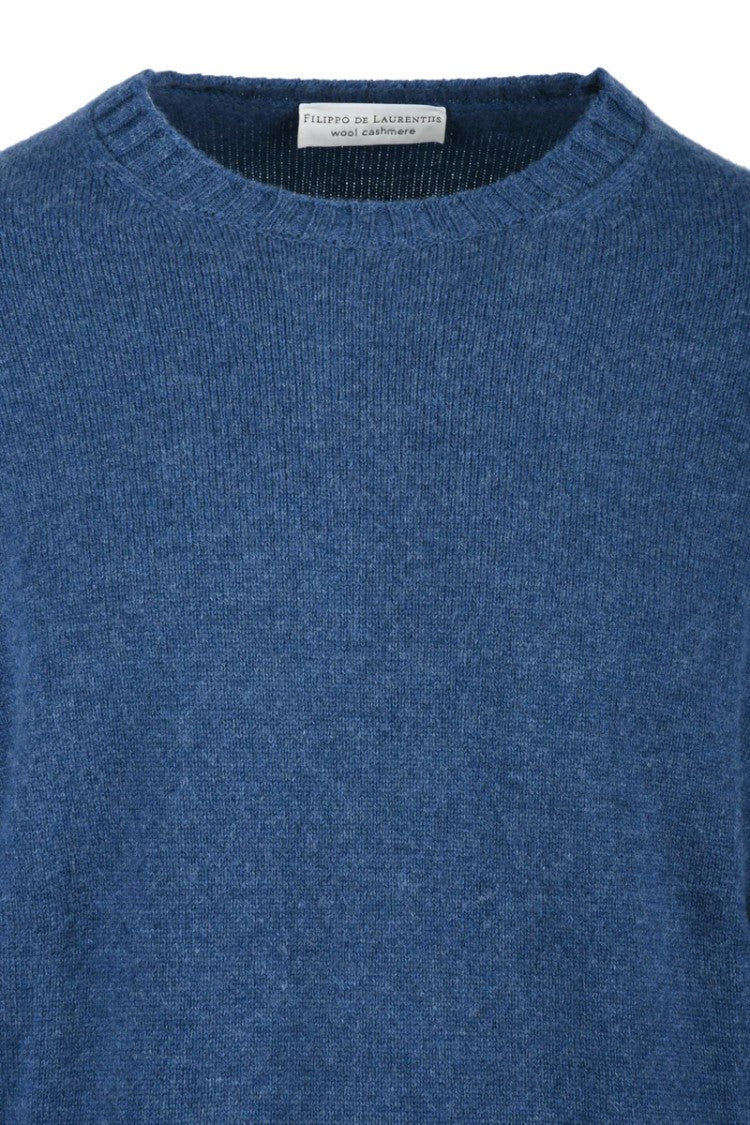 Filippo De Laurentiis Light Blue Virgin Wool Cashmere Men's Pullover