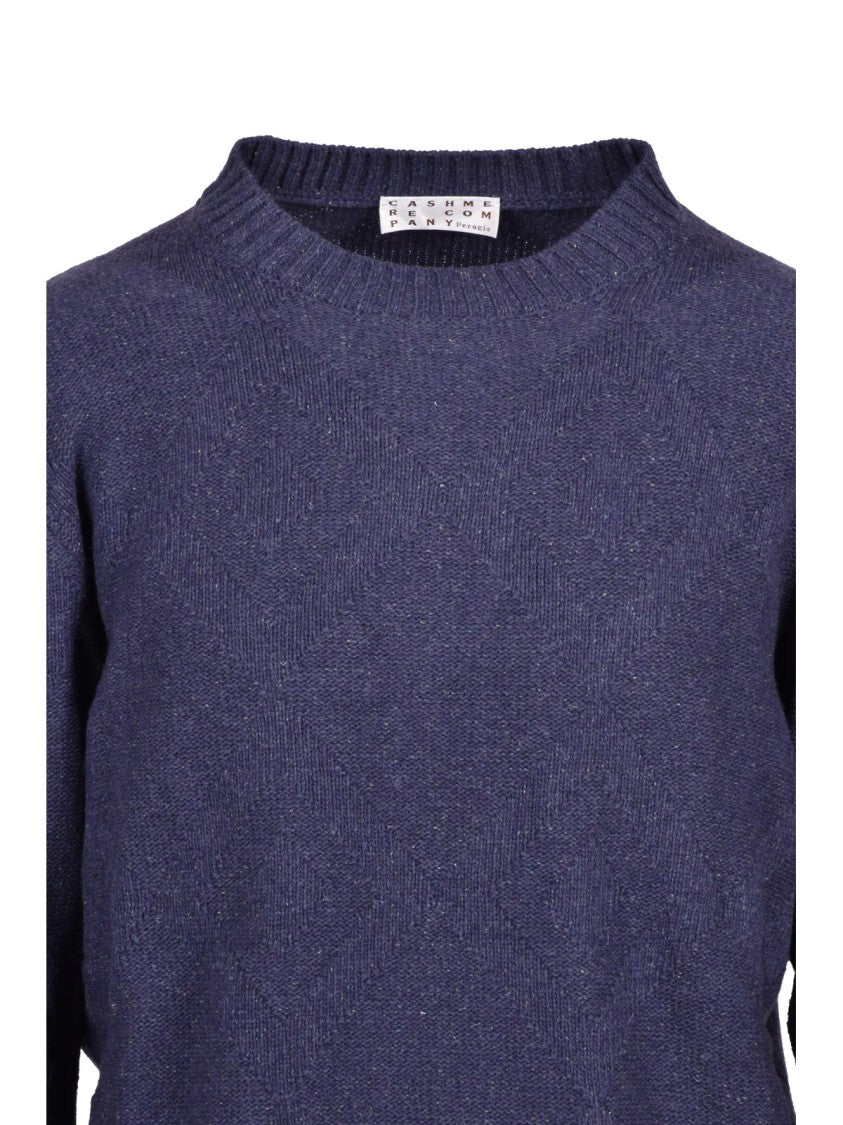 Cashmere Company P. Crew Neck Sweater In Premium Wool-Silk Blend