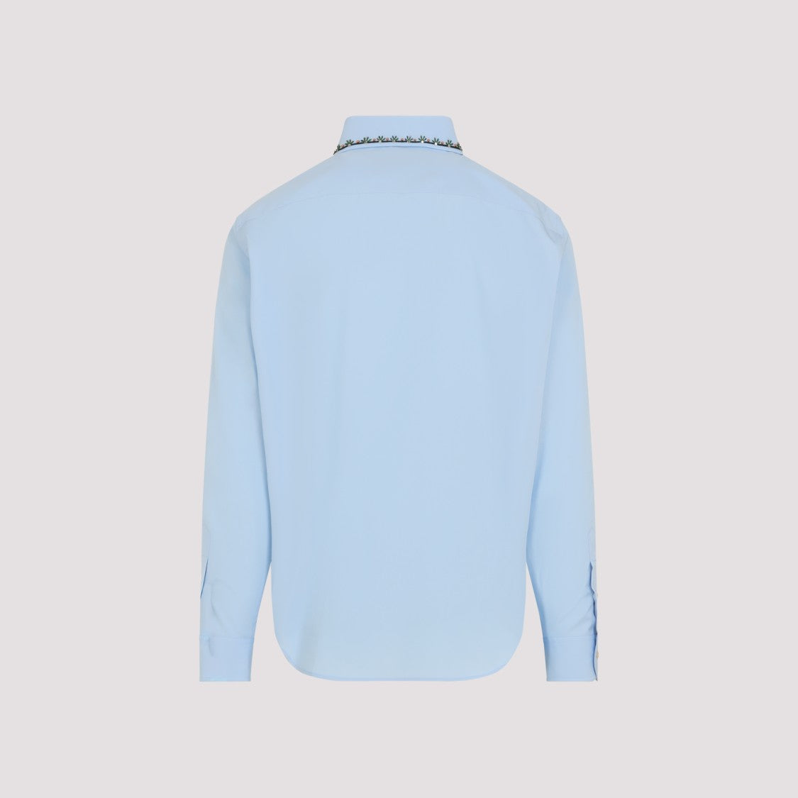 Valentino Light Blue Cotton Shirt With Mini-Bead Embroidery