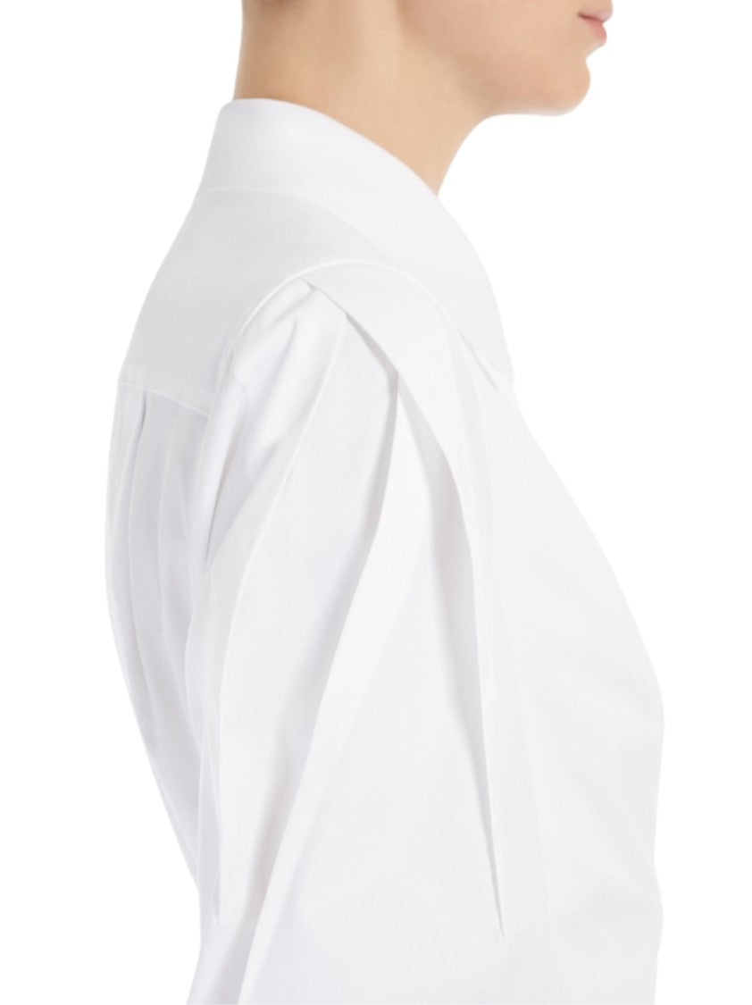 Max Mara Tailored White Wrap Dress With Intricate Pleating