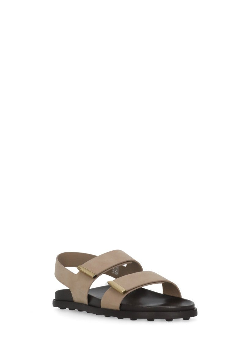 Tod's Pink Velcro Strap Leather Sandals