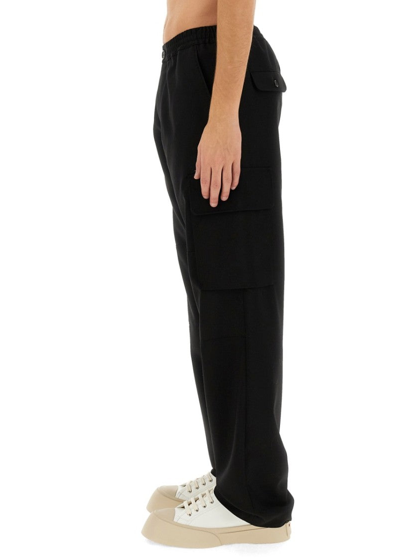 Marni Relaxed Fit Black Wool Pants With Cargo Pockets