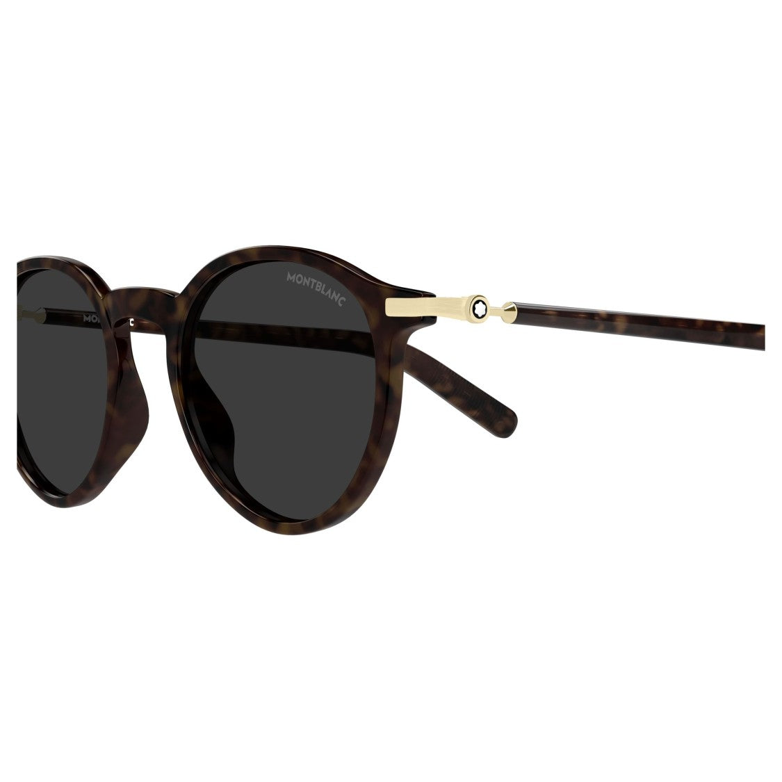 Montblanc Round Tortoiseshell Sunglasses With Gold Accents