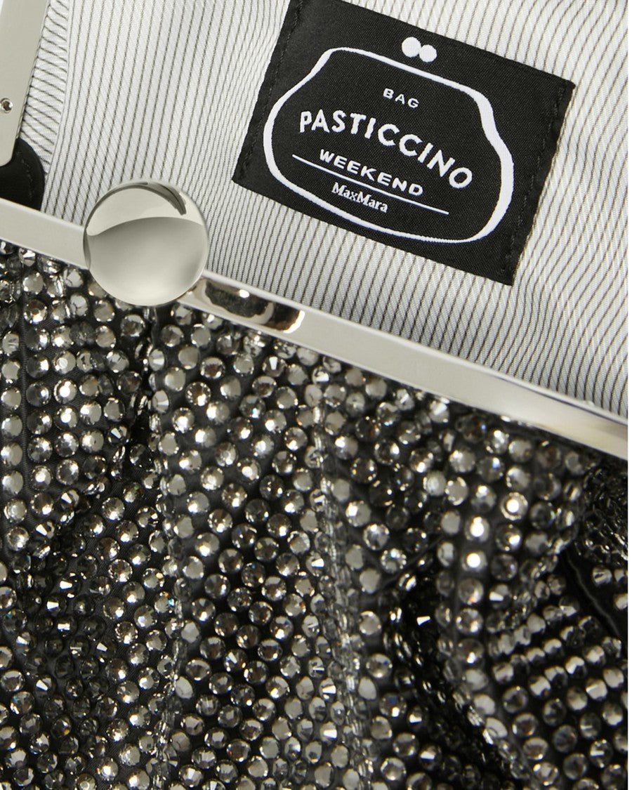 Max Mara Small Pasticcino Bag In Black Satin And Rhinestones