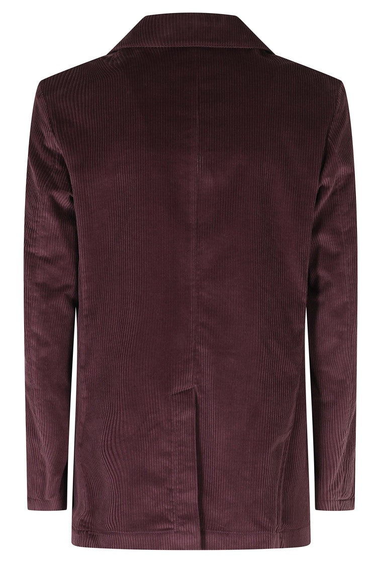 Myths Bordeaux Double-Breasted Corduroy Patch Pocket Jacket