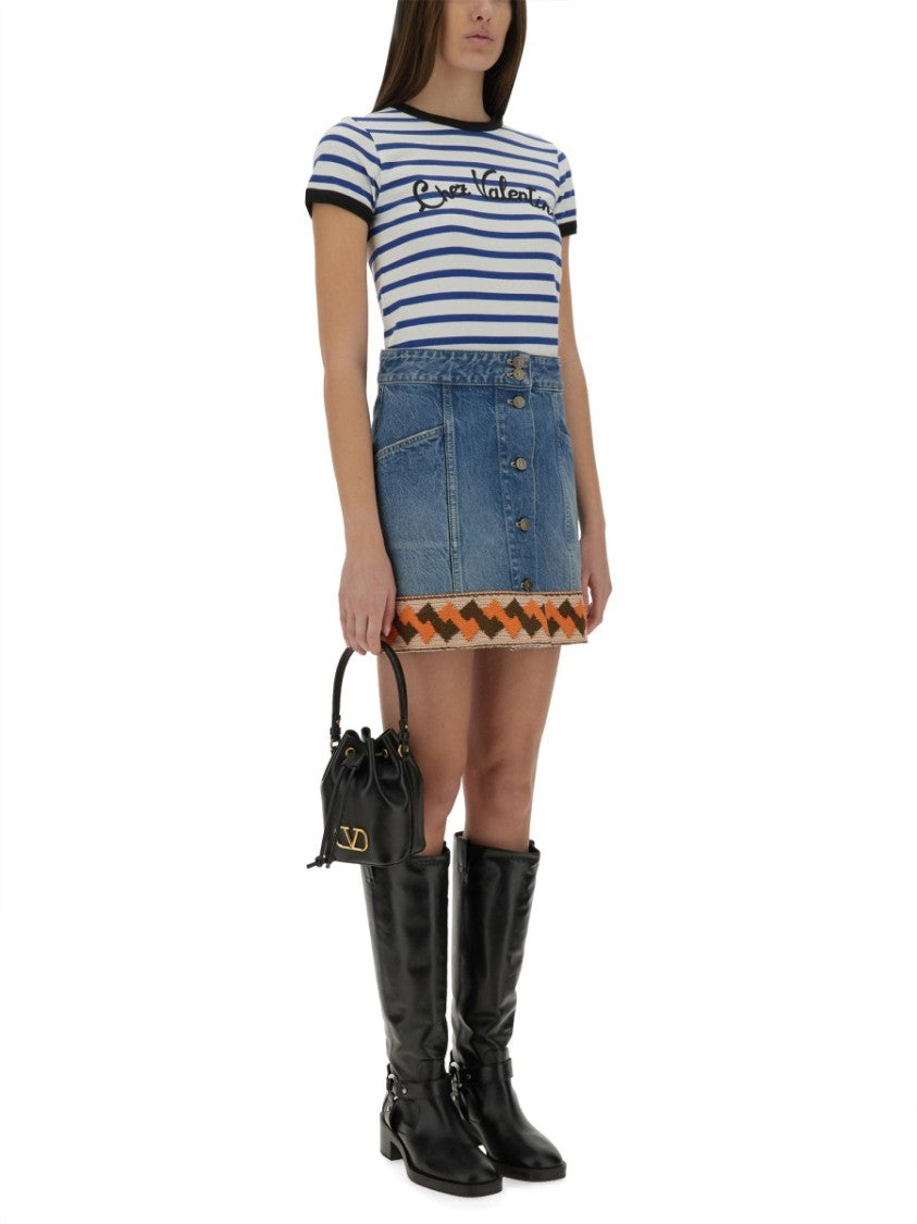 Valentino Striped Cotton Jersey T-Shirt