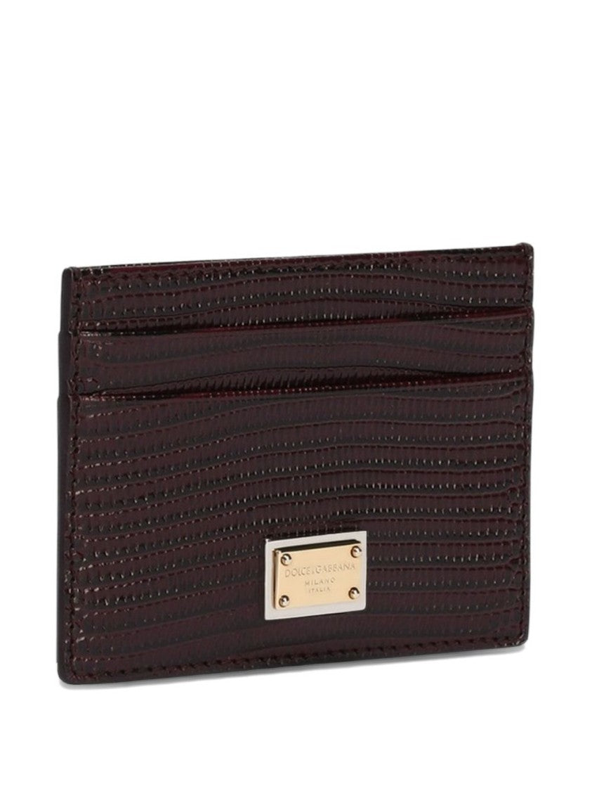 Dolce & Gabbana Bordeaux Vitello Leather Clutch With Card Slots