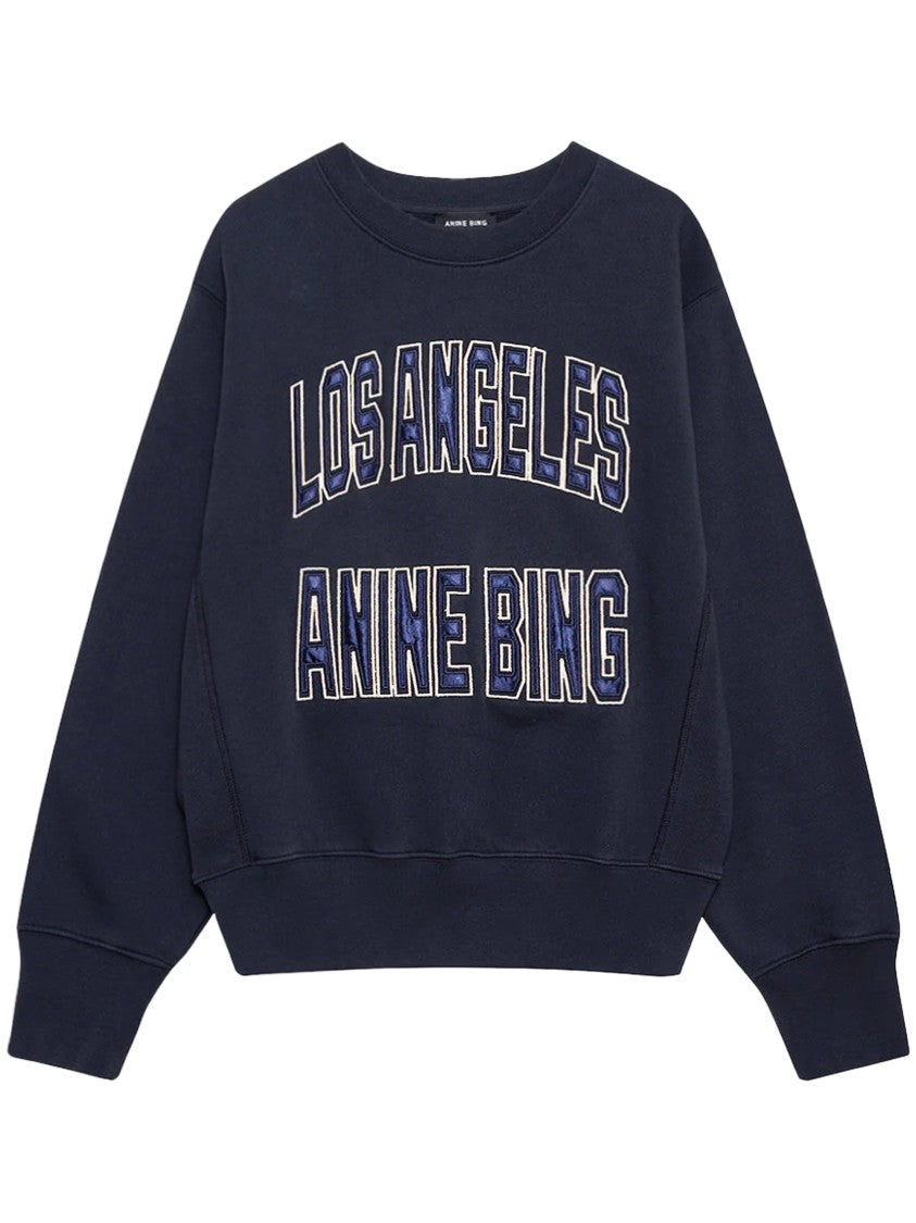 Anine Bing Relaxed-Fit Shrunken Sweatshirt With Collegiate Embroidery