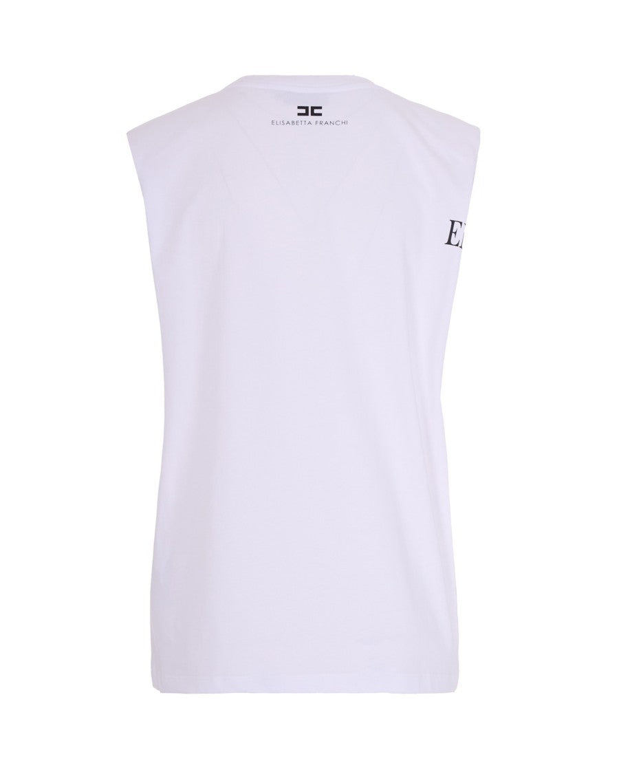 Elisabetta Franchi Structured-Sleeve Graphic Lettering T-Shirt