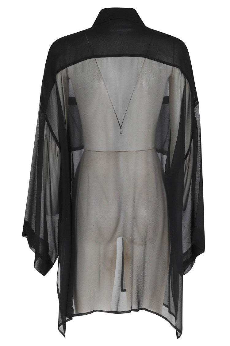 Erika Cavallini Black Jess Oversized Dropped-Shoulder Silk Shirt