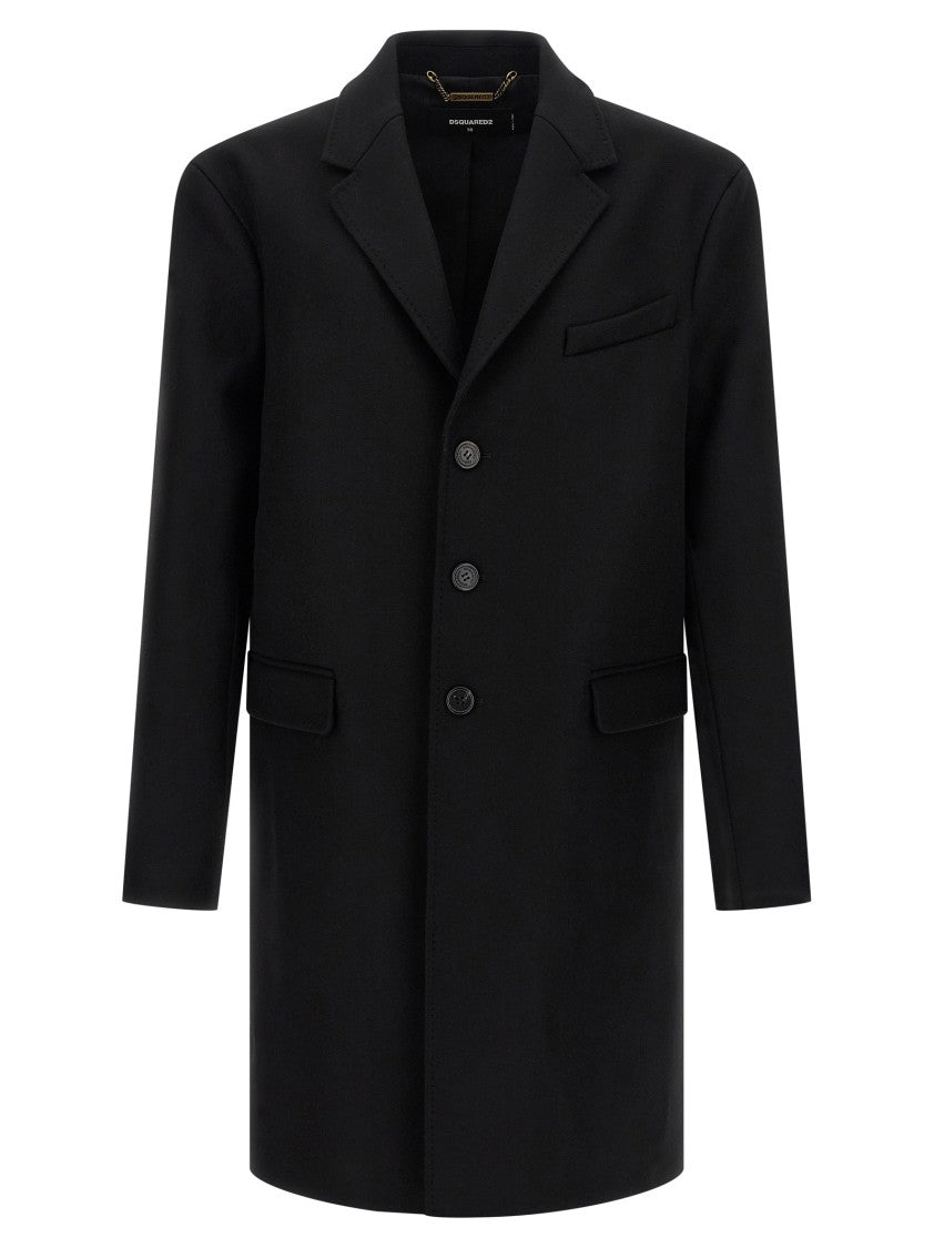Dsquared2 Single-Breasted Midi Coat With Monogram Lining