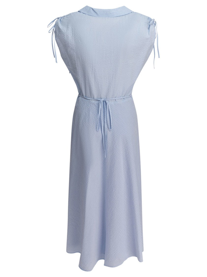 Ines De La Fressange Textured Light Blue A-Line Dress
