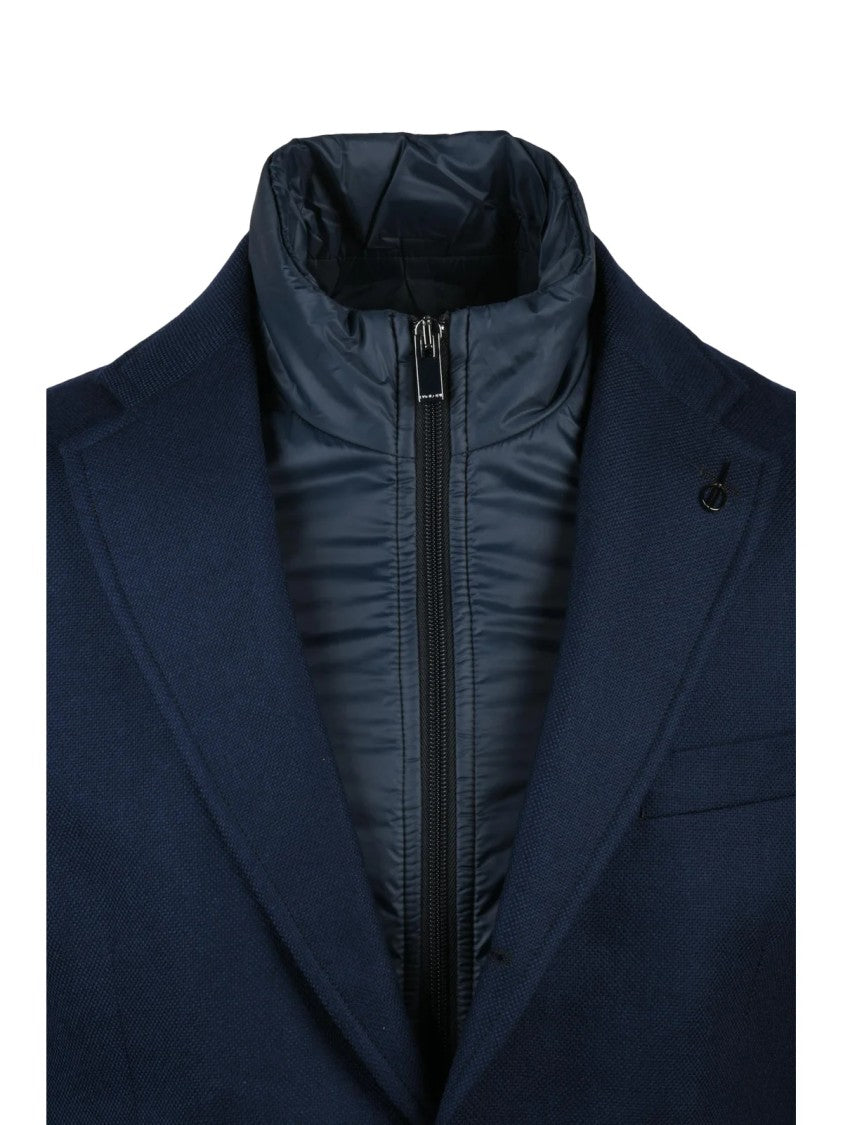 Paoloni Tailored Wool Jacket With Removable Lapel And Polished Finish