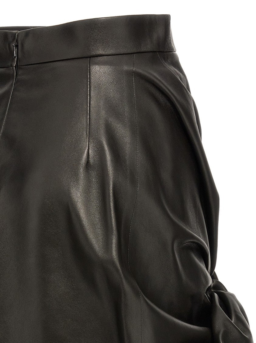 Mcqueen Maxi Bow Leather Skirt