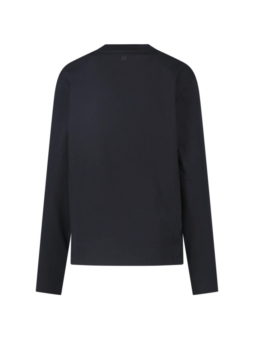 Ami Paris Ami De Cœur Black Cotton Long-Sleeved T-Shirt