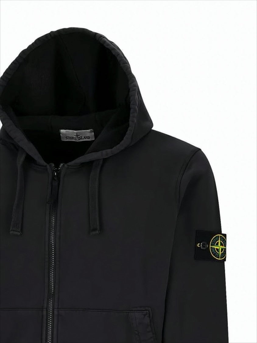 Stone Island Black Jacket With Adjustable Hood