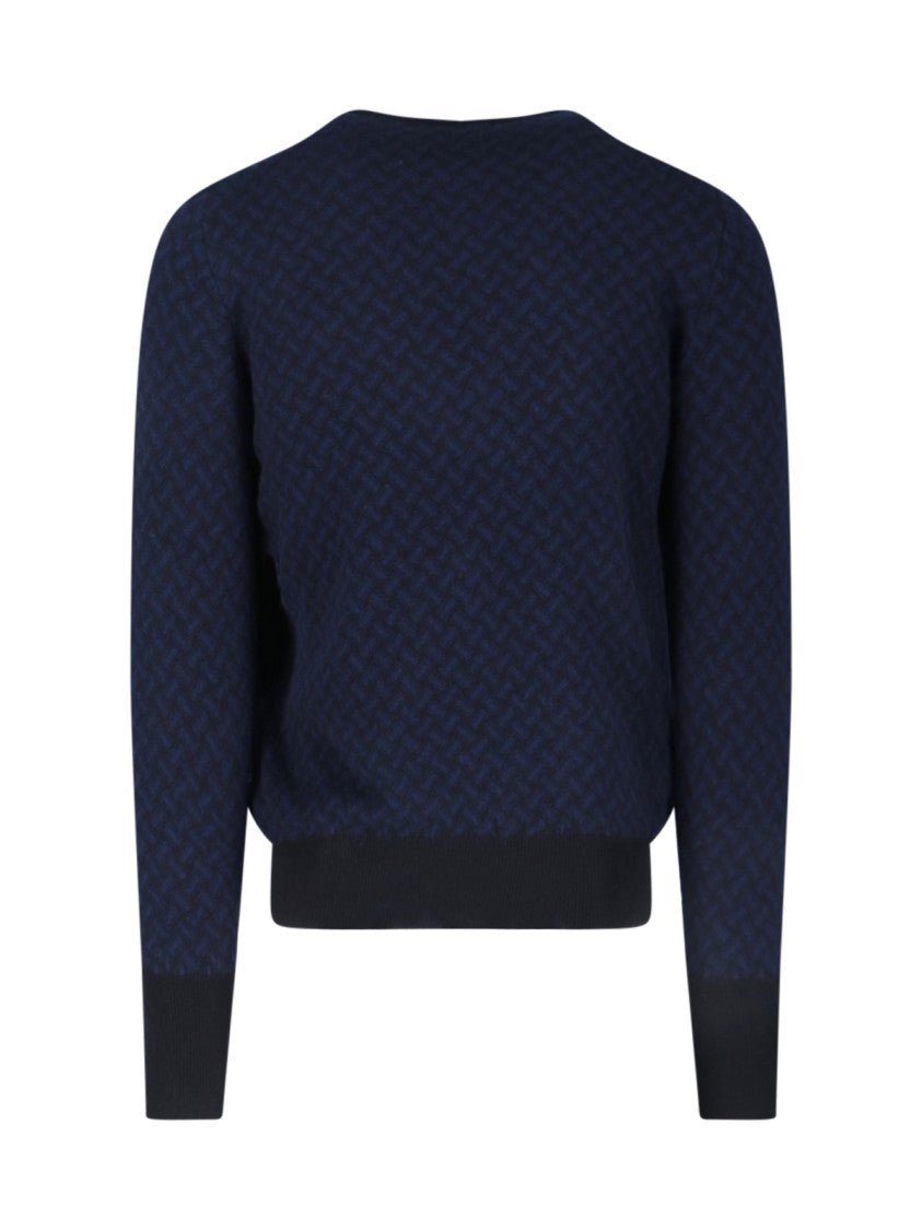 Drumohr Jacquard Cashmere Sweater – Navy