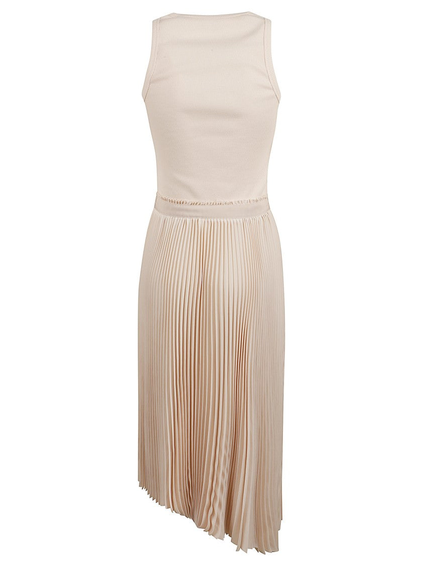 Alexander Mcqueen Sleeveless Midi Dress In Powder Pink Cotton Rib
