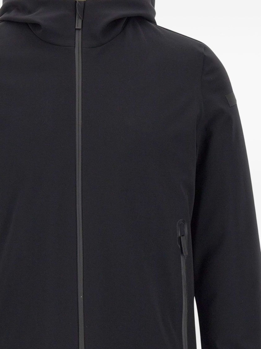 Rrd Boxy Black Jacket With Hood And Contrasting Inner Lining