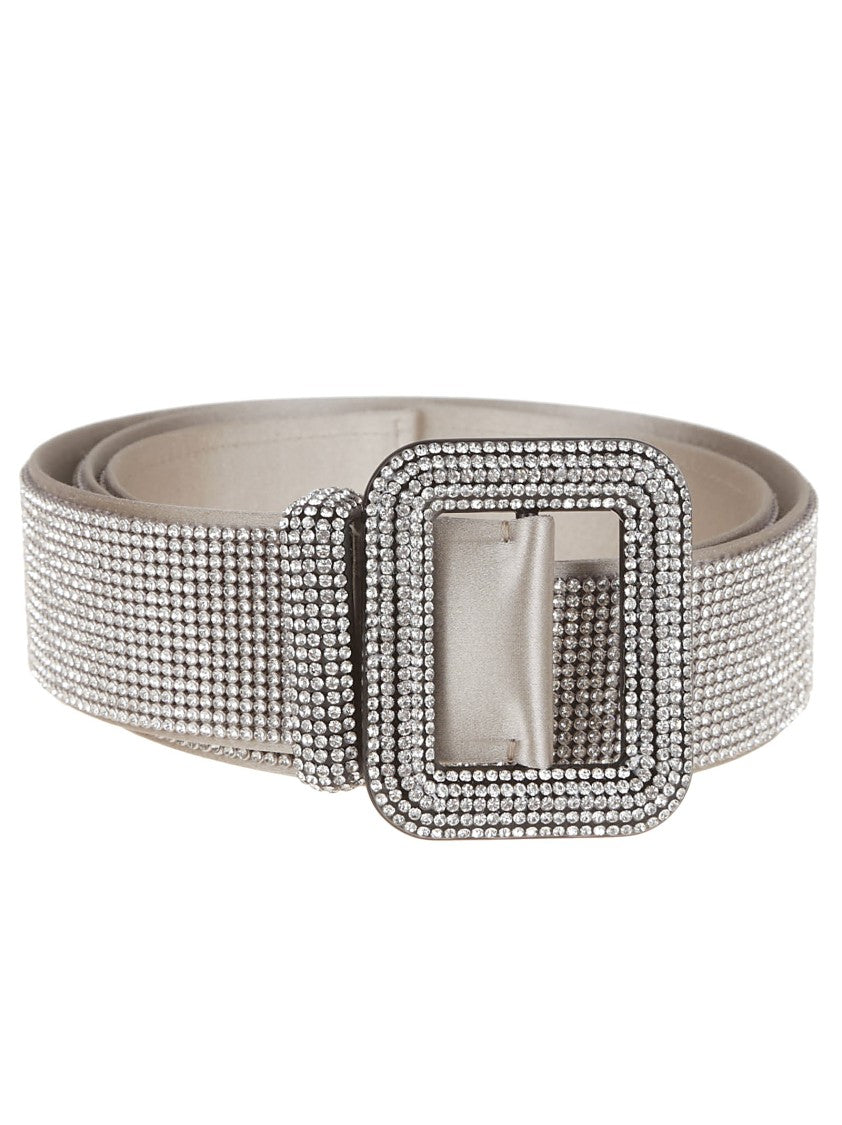 Benedetta Bruzziches Silk Rhinestone Mesh Belt With Sophisticated Buckle