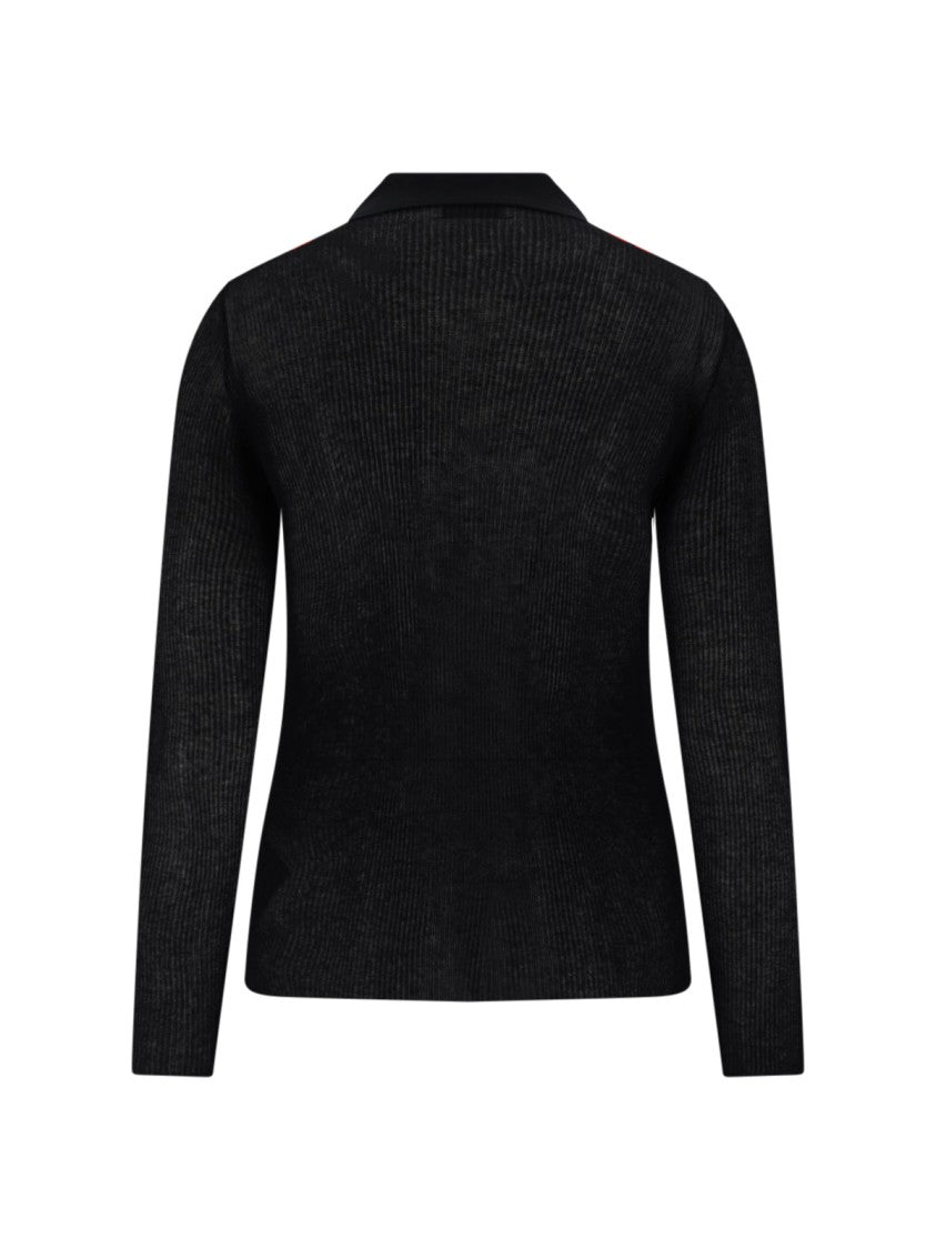 Moncler Ribbed Cotton Blend Moncler Top With Classic Collar
