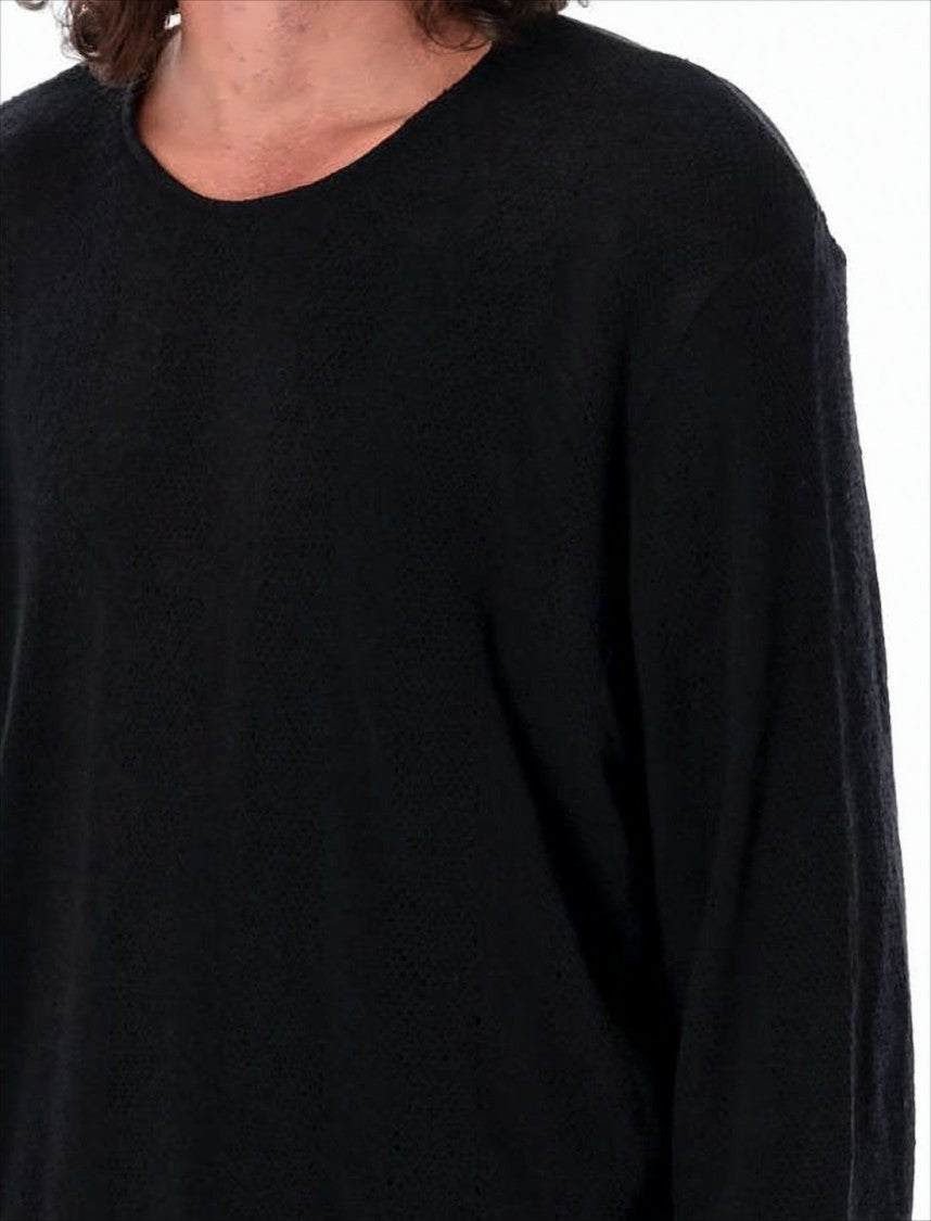Our Legacy Relaxed-Fit Black Wool Sweater With Raw Edges