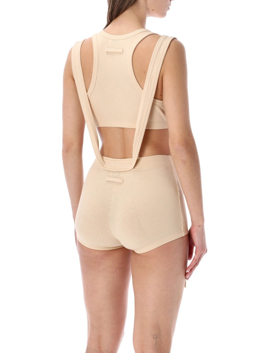 Jean Paul Gaultier Beige Ribbed Cotton Bra
