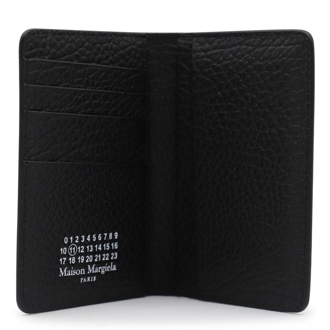 Maison Margiela Textured Black Leather Card Holder With Subtle Stitching