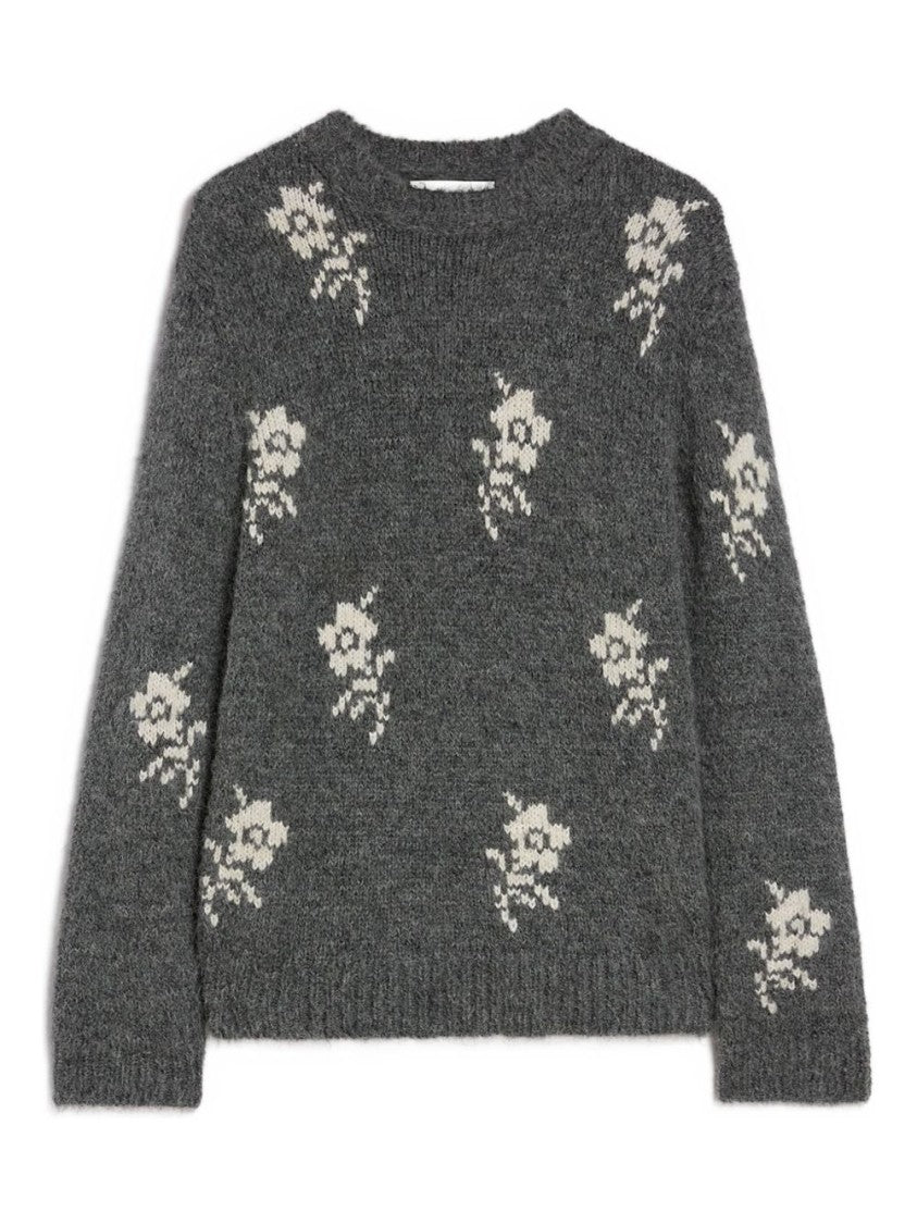 Jil Sander Medium Grey Floral Knitted Jumper